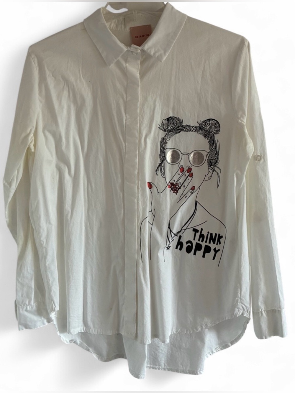 Zeta Otto Studio White Cotton Button-Down Long Sleeves Shirt Made in Italy